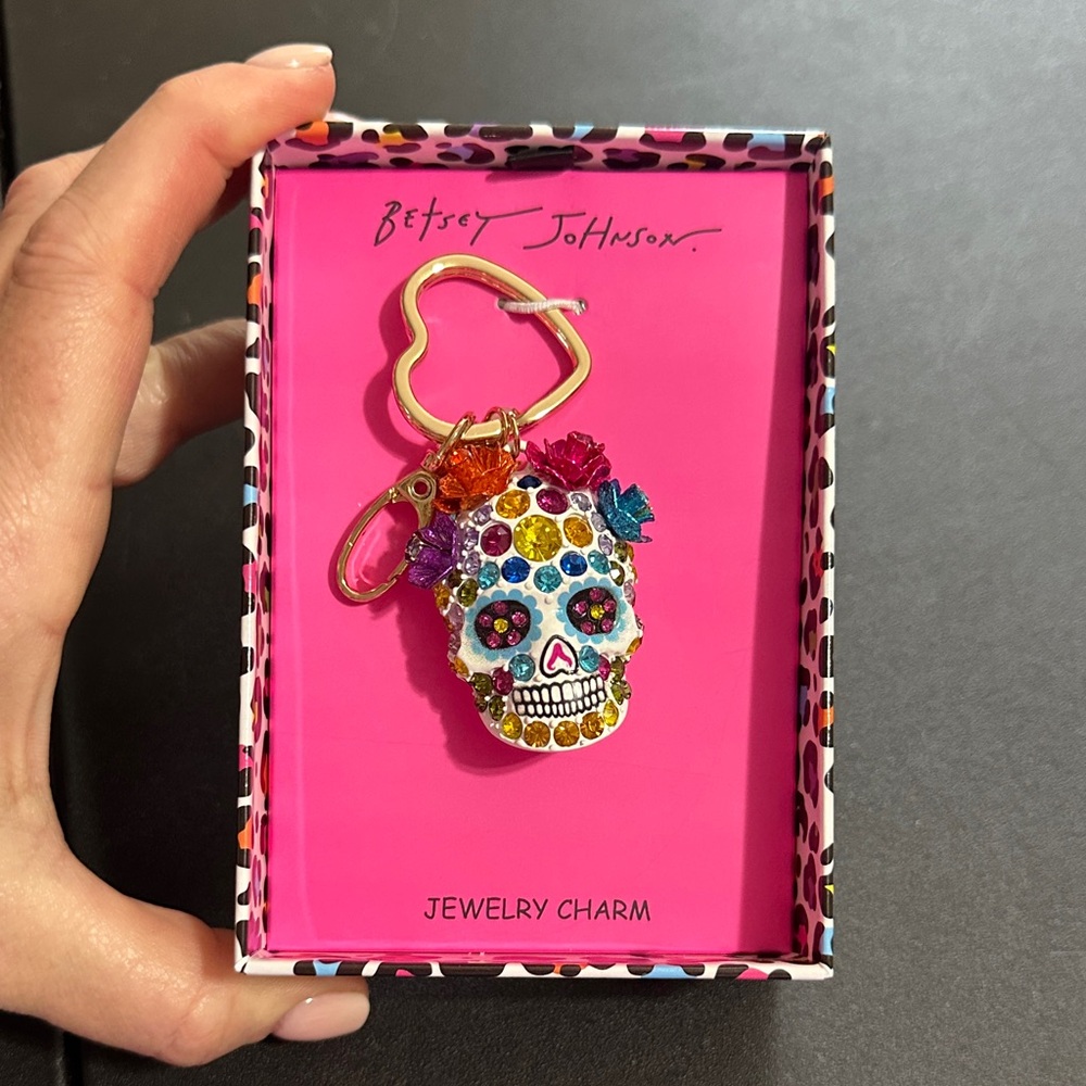 Betsy Johnson sugar skull key chain and bag charm